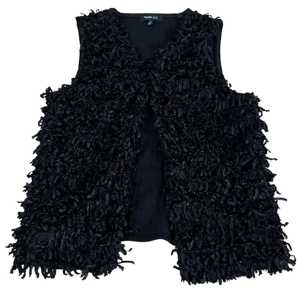 Takara Girls  Black Shimmery Vest With‎ Clip Sleeveless Size Medium